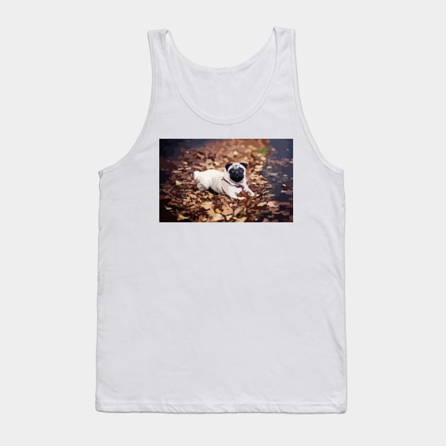 Cute Pug Digital Painting Tank Top by gktb